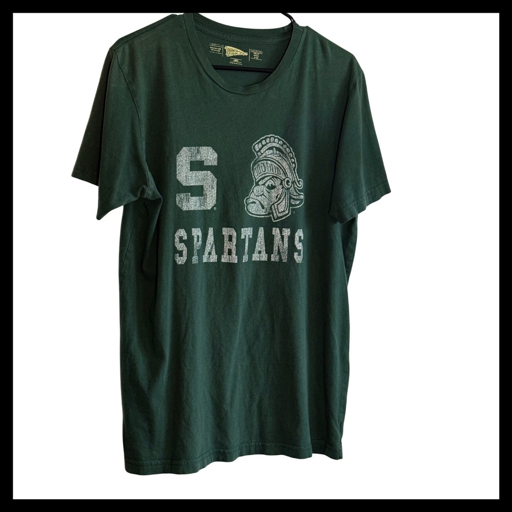 Original Retro Brand Michigan State Spartans T Shirt Mens Large Green MSU Sparty